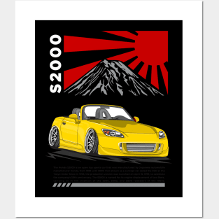 Honda S2000 (Yellow) Posters and Art